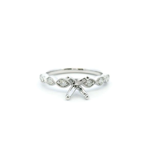 14KW .20CTW Vintage Navette Diamond Semi-Mounting Engagment Ring Kiefer Jewelers Lutz, FL
