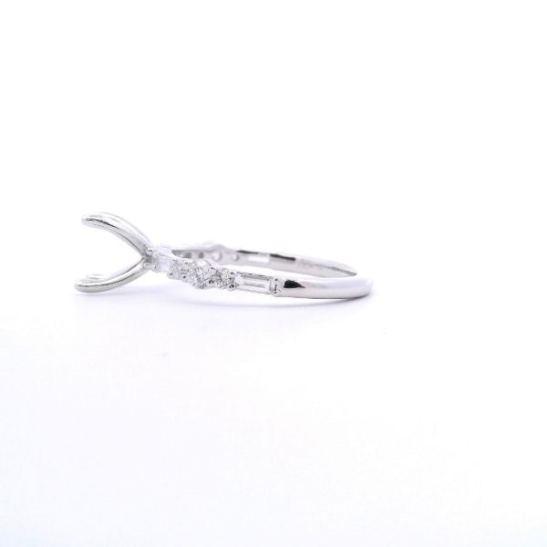 14KW 0.43CTW Baguette and Round Diamond Semi-Mounting Engagement Ring Image 3 Kiefer Jewelers Lutz, FL