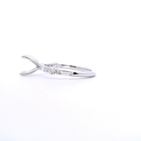 14KW 0.43CTW Baguette and Round Diamond Semi-Mounting Engagement Ring Image 3 Kiefer Jewelers Lutz, FL