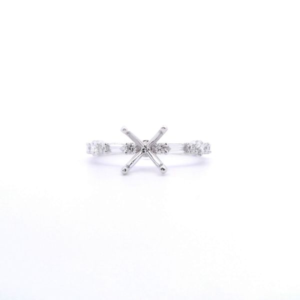 14KW 0.43CTW Baguette and Round Diamond Semi-Mounting Engagement Ring Kiefer Jewelers Lutz, FL