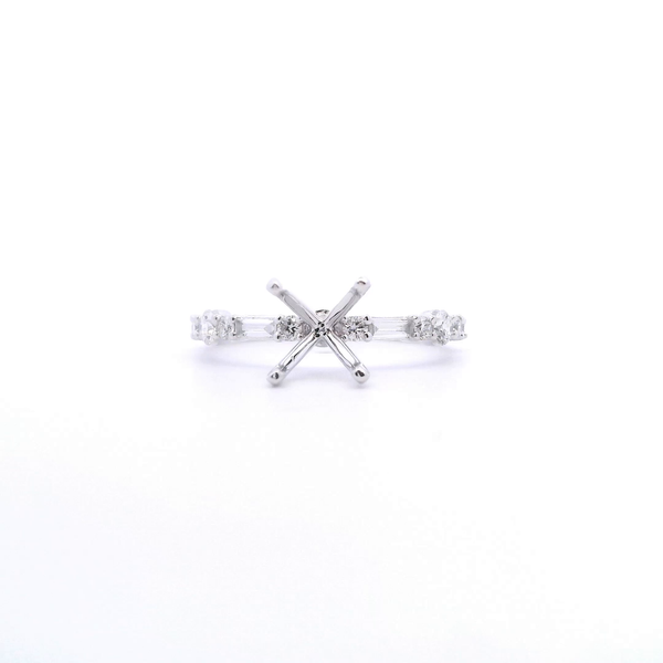 14KW 0.43CTW Baguette and Round Diamond Semi-Mounting Engagement Ring Kiefer Jewelers Lutz, FL