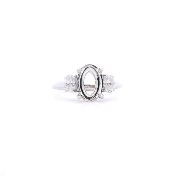 14KW 0.50CTW Oval Diamond Three-Stone Semi-Mounting Engagement Ring Kiefer Jewelers Lutz, FL