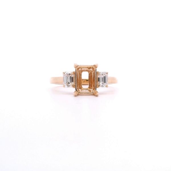 14KY 0.48CTW Emerald Cut Three-Stone Semi-Mounting Engagement Ring Kiefer Jewelers Lutz, FL