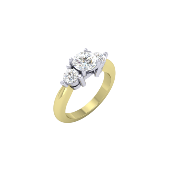 14K TWO-TONE THREE STONE SEMI-MOUNT ENGAGEMENT RING SETTING Kiefer Jewelers Lutz, FL