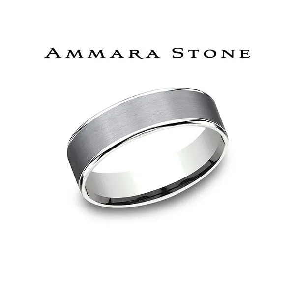 14K Satin Grey Titanium Ammara Stone Wedding Ring Kiefer Jewelers Lutz, FL