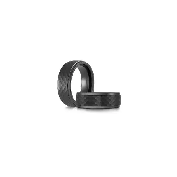 Tungsten 8MM Black Textured Wedding Band Kiefer Jewelers Lutz, FL