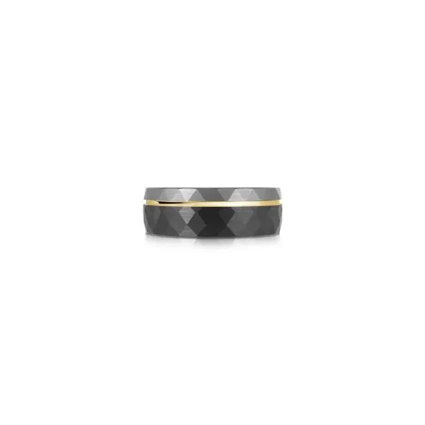 Tungsten 8MM Black, Gray, and Gold Wedding Band Image 2 Kiefer Jewelers Lutz, FL