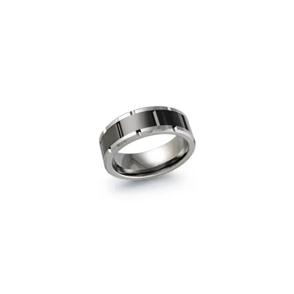 Tungsten Black and Grey Wedding Band Image 3 Kiefer Jewelers Lutz, FL