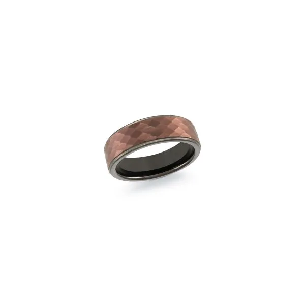 Tungsten 7MM Black and Pink Textured Wedding Band Image 3 Kiefer Jewelers Lutz, FL