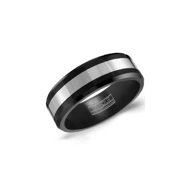 Black Ceramic and Tungsten Inlay 8MM Band Kiefer Jewelers Lutz, FL