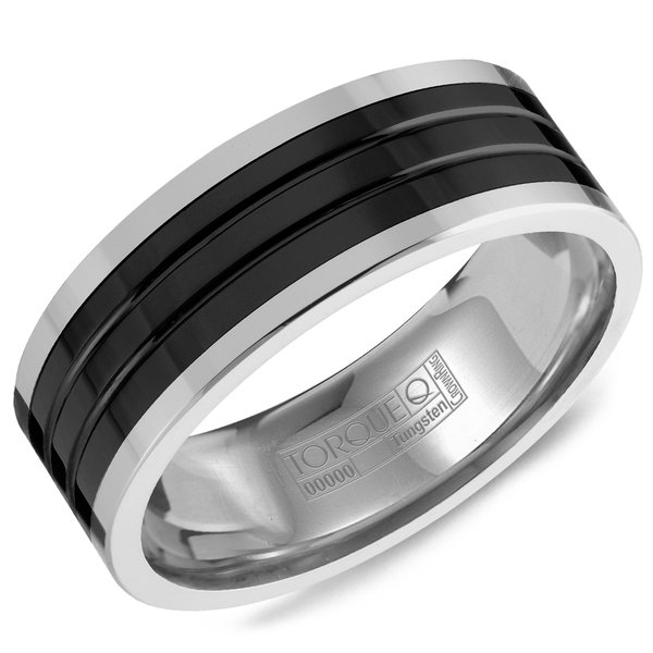Tungsten Grey with Black Ceramic Inlay 8MM Wedding Band Kiefer Jewelers Lutz, FL