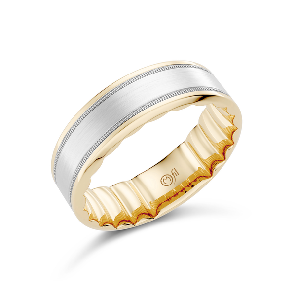14KWY 7MM MFit Sandpaper with Milgrain Finish Wedding Band Kiefer Jewelers Lutz, FL