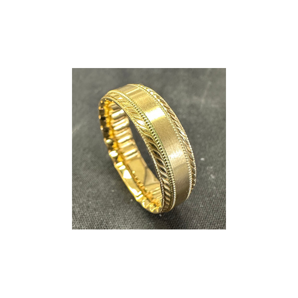 14KY 6.5MM MFit Sandpaper and Etched Finished Wedding Band Kiefer Jewelers Lutz, FL