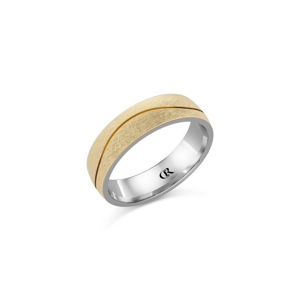 10KY/SS 6MM Diamond Brushed Wedding Band by Crown Ring Kiefer Jewelers Lutz, FL