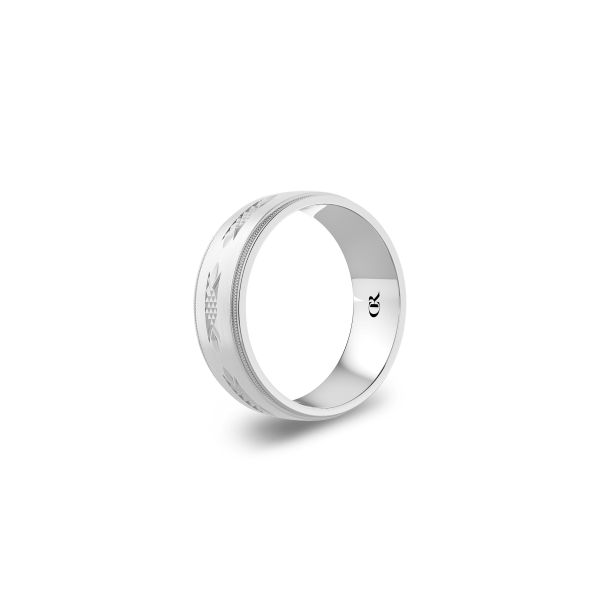 10KW/SS 7.5MM Diamond Cut Design Wedding Band by Crown Ring Image 3 Kiefer Jewelers Lutz, FL