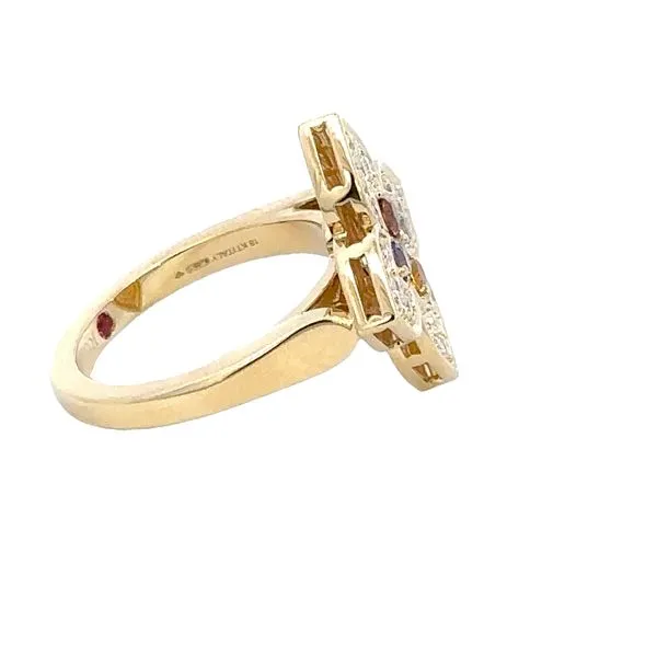 Roberto Coin 18KY Diamond and Multi-Colored Gemstone Venetian Princess Flower Ring. Image 3 Kiefer Jewelers Lutz, FL