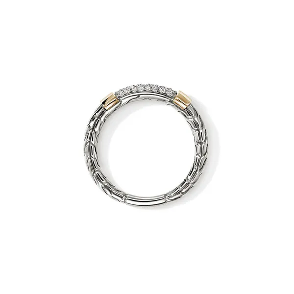 John Hardy 14KY and SS Diamond Pave Essentials Ring Image 4 Kiefer Jewelers Lutz, FL