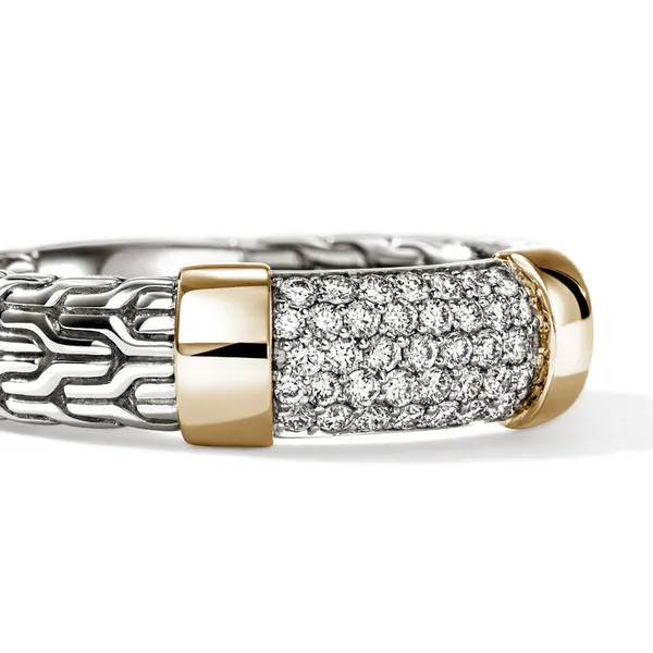 John Hardy 14KY and SS Pave Diamond Essential Ring Image 2 Kiefer Jewelers Lutz, FL