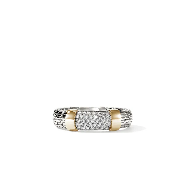John Hardy 14KY and SS Pave Diamond Essential Ring Kiefer Jewelers Lutz, FL