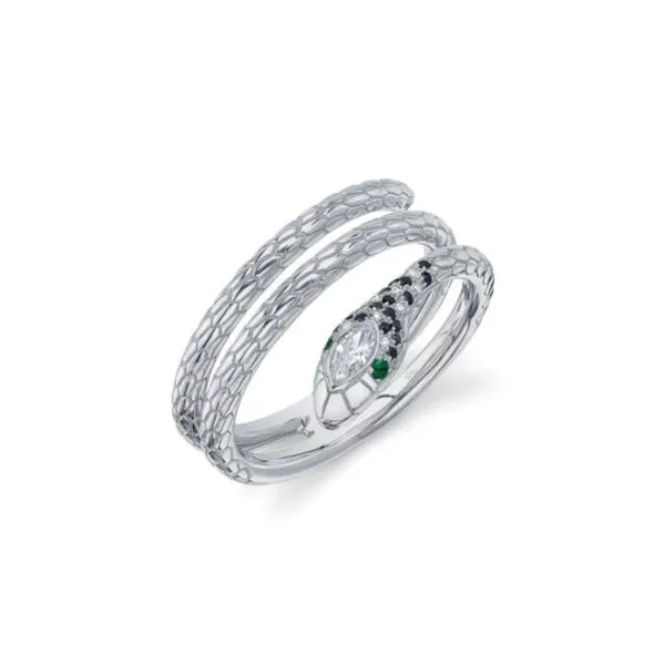 Black & White Diamond & Emerald Snake Ring Kiefer Jewelers Lutz, FL
