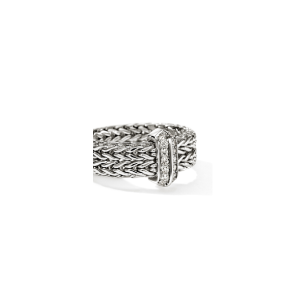 John Hardy SS Diamond Pave Icon Link Bar Ring Image 3 Kiefer Jewelers Lutz, FL