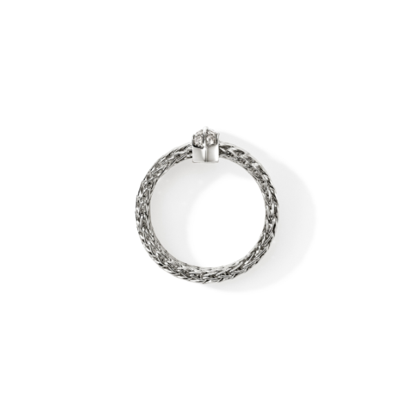 John Hardy SS Diamond Pave Icon Link Bar Ring Image 4 Kiefer Jewelers Lutz, FL
