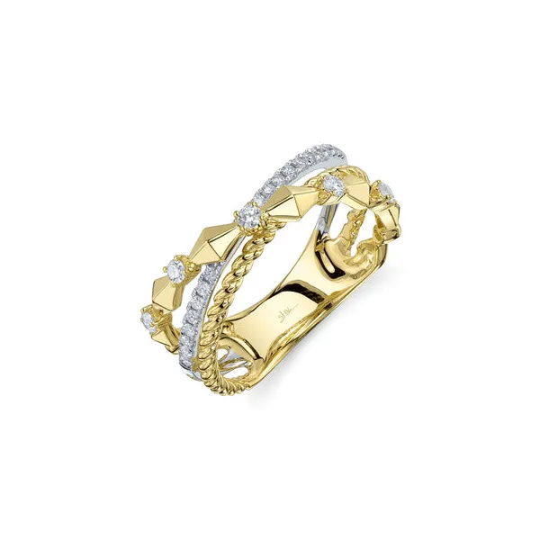 14KYW Diamond Criss Cross Fashion Ring by Shy Creation Kiefer Jewelers Lutz, FL