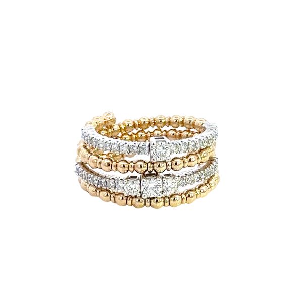 14K Two-Tone Beaded Diamond Flexie Ring Kiefer Jewelers Lutz, FL