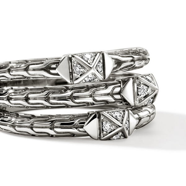 SS Diamond Pave Icon Stud Triple Row Ring by John Hardy Image 2 Kiefer Jewelers Lutz, FL