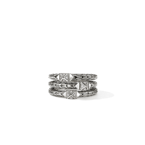 SS Diamond Pave Icon Stud Triple Row Ring by John Hardy Kiefer Jewelers Lutz, FL