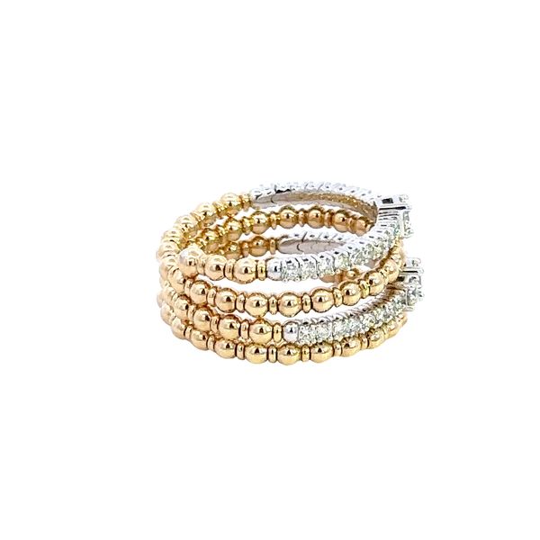 14K Two-Tone Beaded Diamond Flexie Ring Image 3 Kiefer Jewelers Lutz, FL