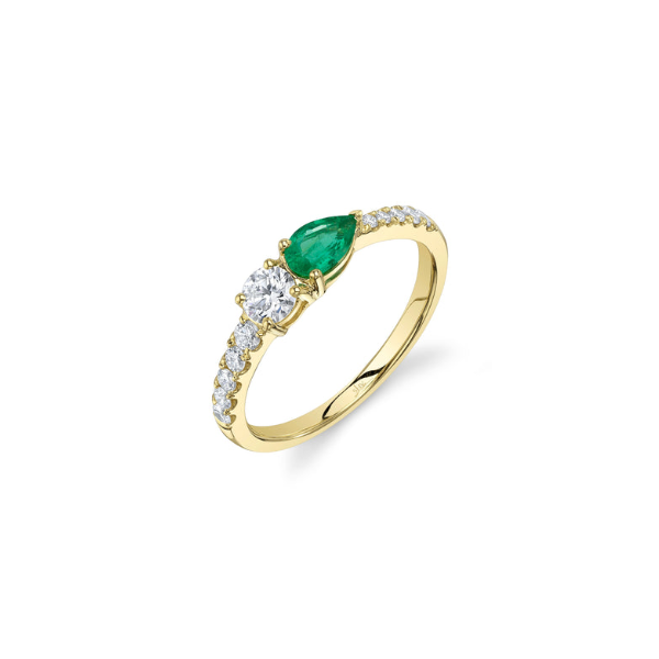 14KY Diamond and Emerald Toi Et Moi Ring by Shy Creation Kiefer Jewelers Lutz, FL