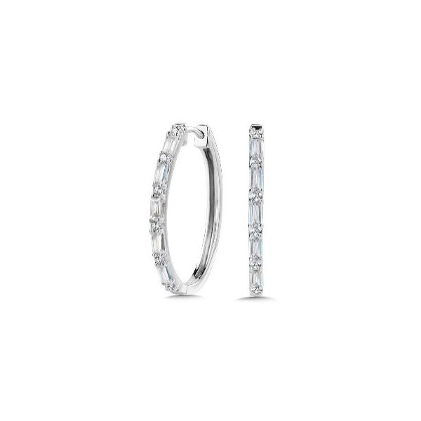 Baguette Diamond Oval Hoop Earrings Kiefer Jewelers Lutz, FL