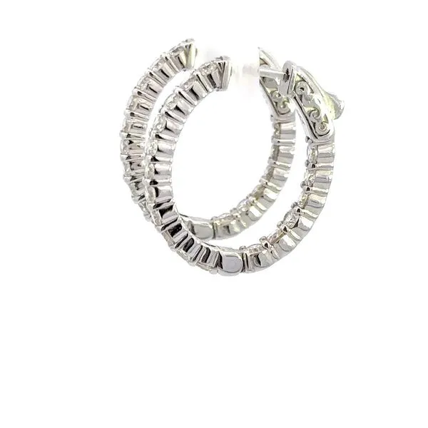 14K 2.30CTW Oval Inside Out Diamond Hoops Image 2 Kiefer Jewelers Lutz, FL