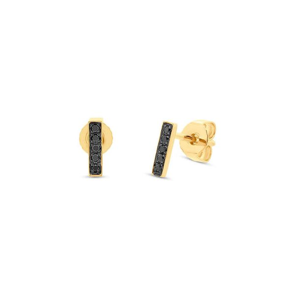 14K 0.08CT Black Diamond Bar Stud Earring by Shy Creation Kiefer Jewelers Lutz, FL