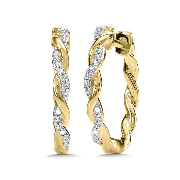 10KY Diamond Twisted Hoop Earrings Kiefer Jewelers Lutz, FL