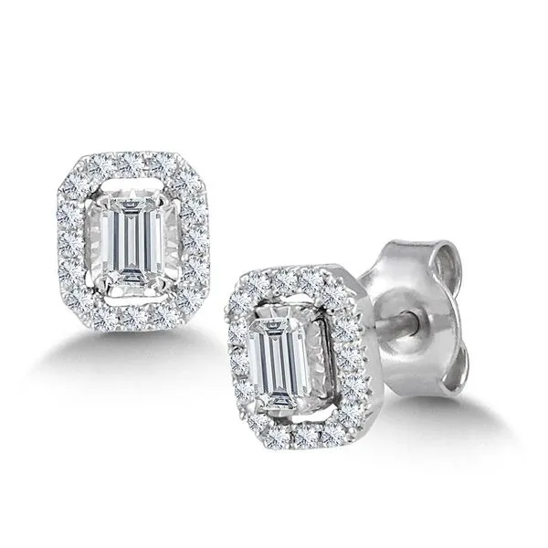 14KW .50ctw Emerald & Round Diamond Earrings Kiefer Jewelers Lutz, FL