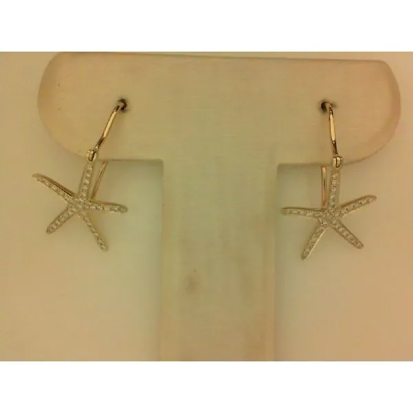 14K Diamond Star Fish Earrings Image 2 Kiefer Jewelers Lutz, FL
