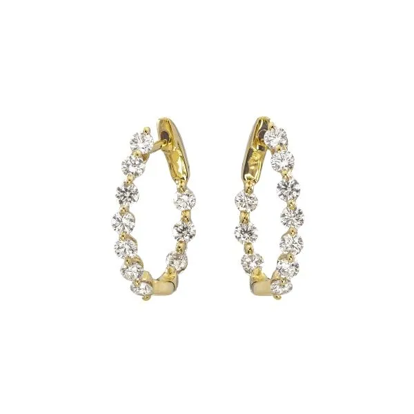 18K Inside Out Diamond Oval Hoop Earrings Kiefer Jewelers Lutz, FL