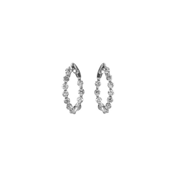 18K Inside Out Diamond Oval Hoop Earrings Kiefer Jewelers Lutz, FL
