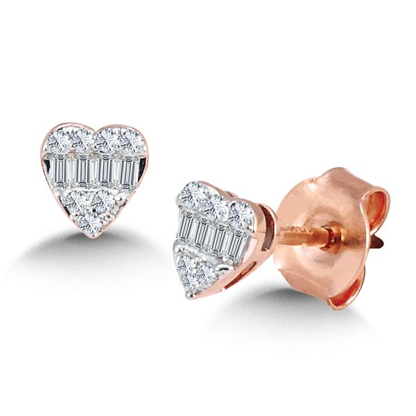 10K Rose Gold Diamond Heart Earrings Kiefer Jewelers Lutz, FL