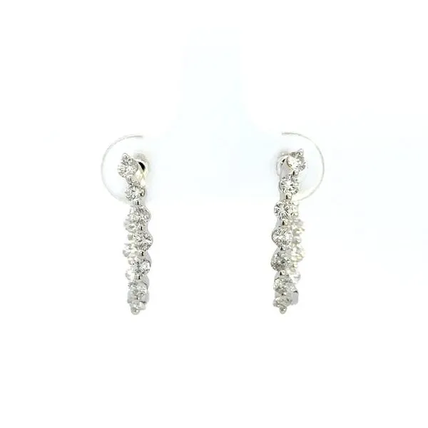 18K Inside Out Diamond Oval Hoop Earrings Image 2 Kiefer Jewelers Lutz, FL
