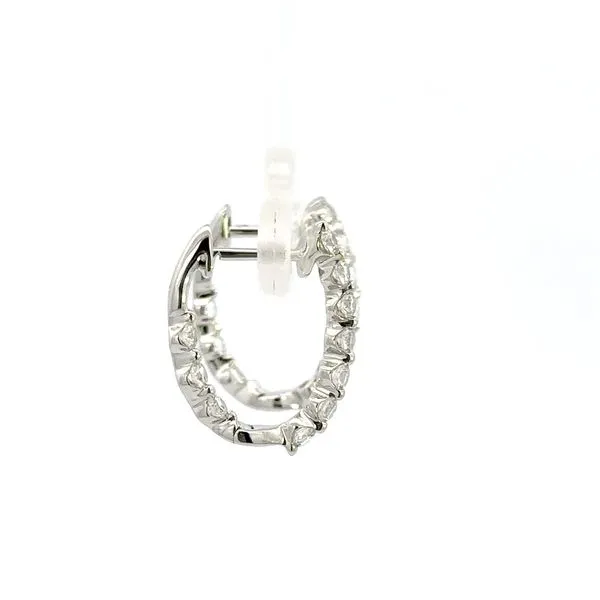 18K Inside Out Diamond Oval Hoop Earrings Image 3 Kiefer Jewelers Lutz, FL