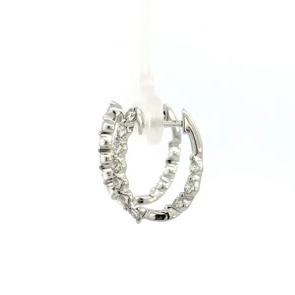 18K Inside Out Diamond Oval Hoop Earrings Image 4 Kiefer Jewelers Lutz, FL