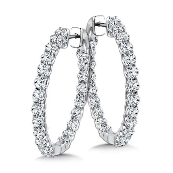 14K Lab Grown Diamond Hoop Milestones Earrings Image 2 Kiefer Jewelers Lutz, FL