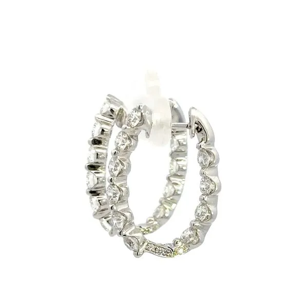 18K Inside Out Diamond Oval Hoop Earrings Image 2 Kiefer Jewelers Lutz, FL
