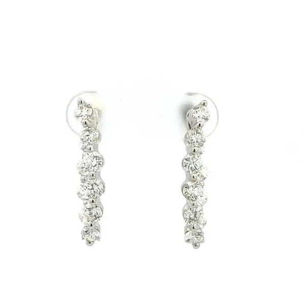 18K Inside Out Diamond Oval Hoop Earrings Image 3 Kiefer Jewelers Lutz, FL