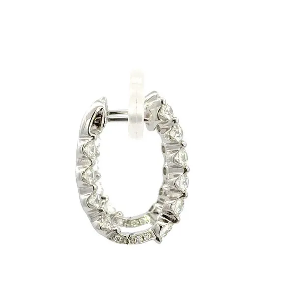 18K Inside Out Diamond Oval Hoop Earrings Image 4 Kiefer Jewelers Lutz, FL