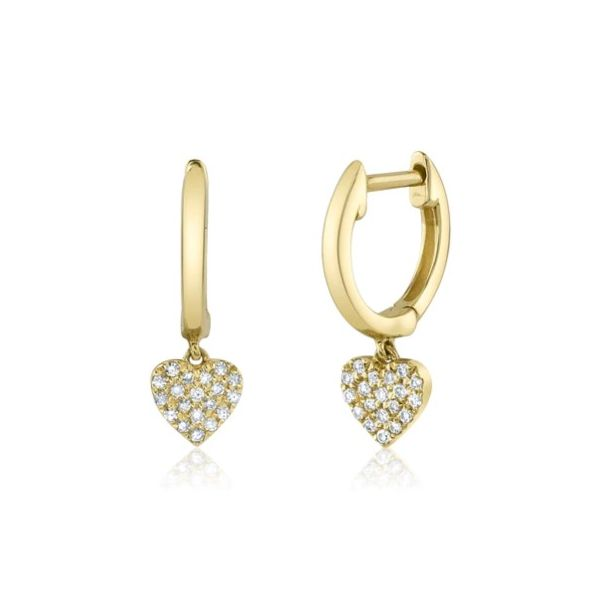 14K Diamond Pave Heart Huggie Earings Kiefer Jewelers Lutz, FL