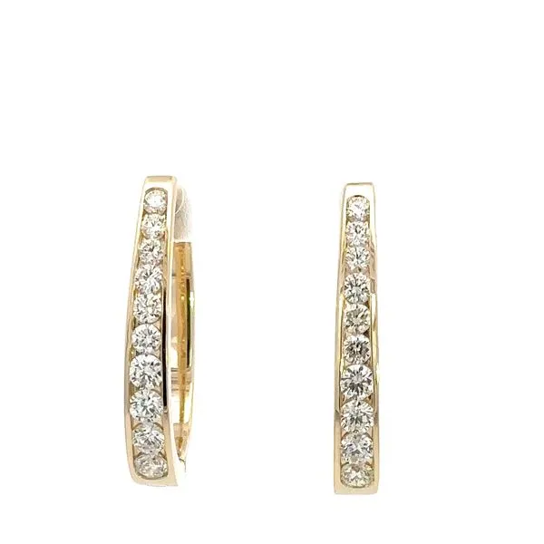 14K 1.50CTW Diamond Channel Hoop Earrings Kiefer Jewelers Lutz, FL
